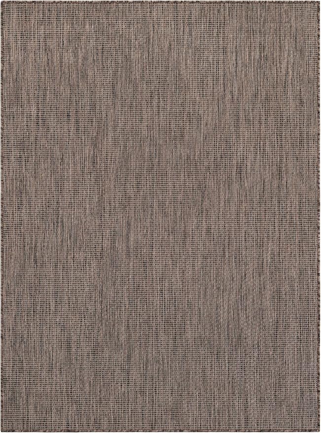 Unique Loom Outdoor Solid Collection Area Rug (5' 3" x 7' 1" Rectangle Light Brown/Ivory)