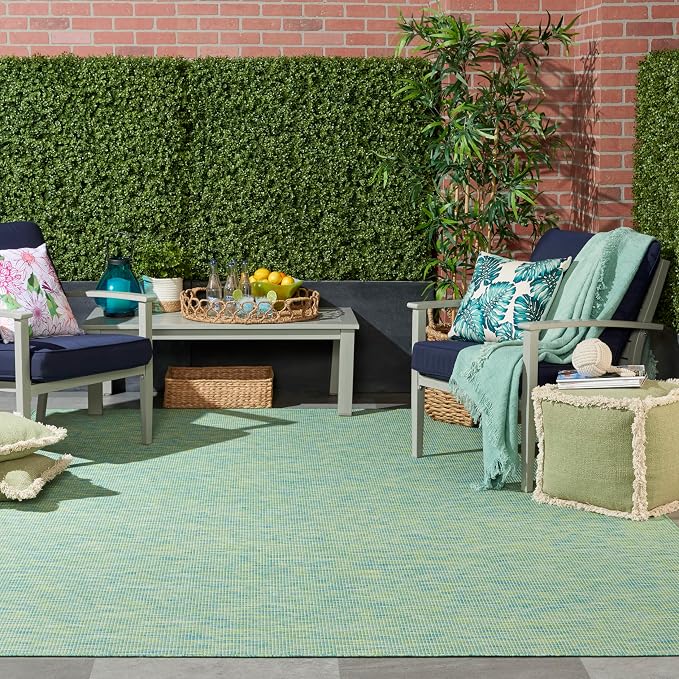 Nourison Home Positano Blue Green 9' x 12' Area Rug - Easy Clean, Non Shedding, Bed Room, Living Room, Dining Room, Kitchen (9' x 12')