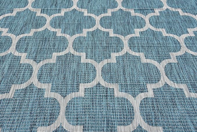 Unique Loom Outdoor Trellis Collection Area Rug (9' x 12' Rectangle, Teal/ Gray)