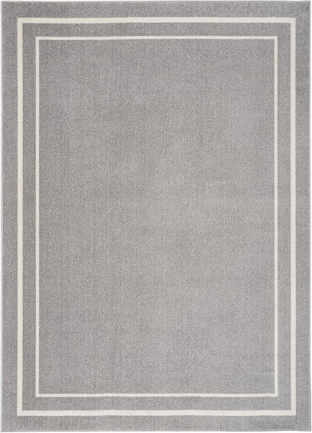 Nourison Home Nourison Essentials Grey Ivory 5' x 7' Area Rug - Easy Clean, Non Shedding, Bed Room, Living Room, Dining Room, Kitchen (5' x 7')