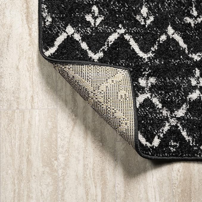 JONATHAN Y Boho Vintage Diamond Black/Ivory Square Area Rug 4X4 ft, Moroccan Hype for Living Room, Bedroom, Kitchen, Office, Easy-Cleaning, High Traffic, Pet-Friendly, Non-Shedding (MOH101D-4SQ)