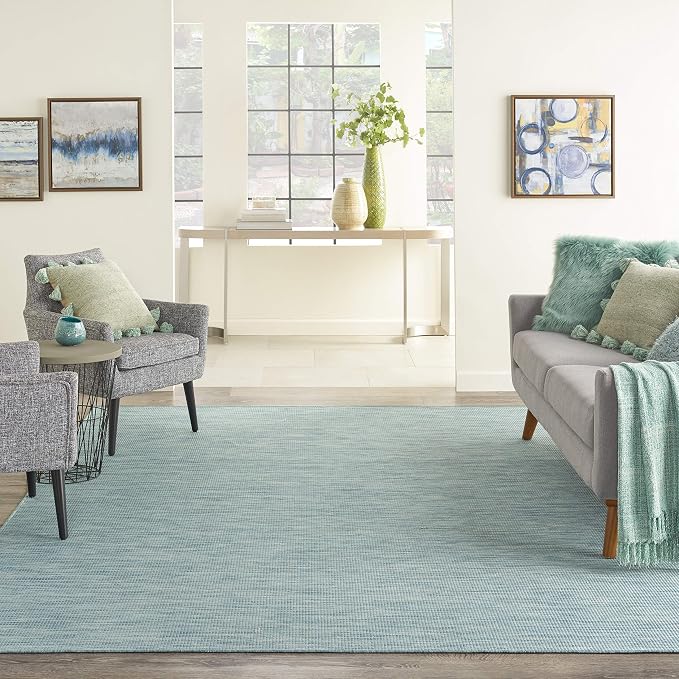 Nourison Home Positano Aqua 2'2" x 12' Area Rug - Easy Clean, Non Shedding, Bed Room, Living Room, Dining Room, Kitchen (12' Runner)