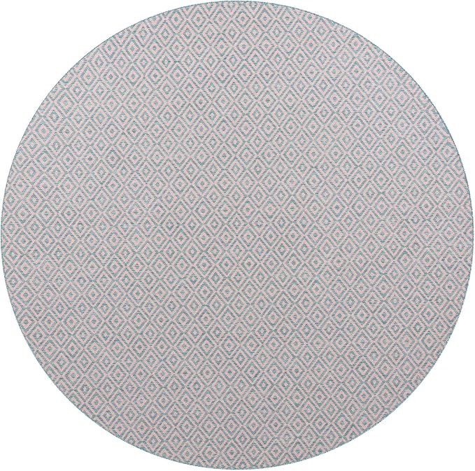 Unique Loom Jill Zarin Jill Zarin Outdoor Collection Area Rug - Costa Rica (10' 8" Round, Pink and Aqua/Light Blue)