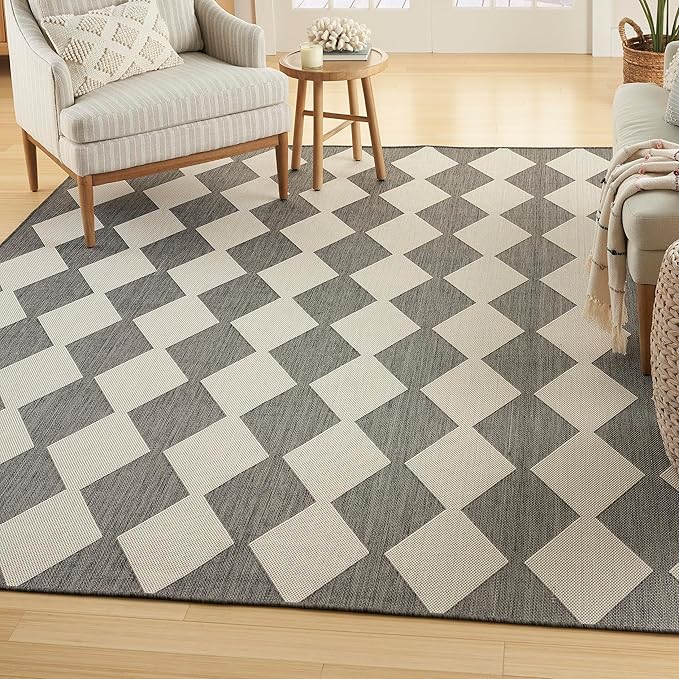 Nourison Home Positano Charcoal 6' x 9' Area Rug - Easy Clean, Non Shedding, Bed Room, Living Room, Dining Room, Kitchen (6' x 9')