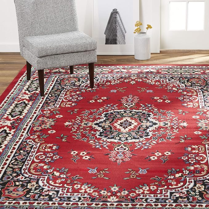 Home Dynamix Premium Sakarya Traditional Medallion Area Rug, Red/Black, 3'7"x5'2"