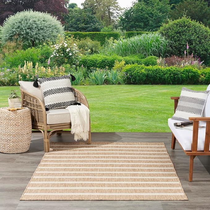 Nourison Home Positano Beige Ivory 6' x 9' Area Rug - Easy Clean, Non Shedding, Bed Room, Living Room, Dining Room, Kitchen (6' x 9')