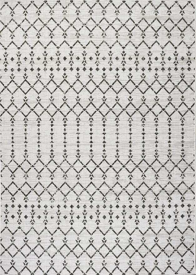 JONATHAN Y Moroccan Geometric Indoor Outdoor Area Rug 3X5 Cream/Black, Ourika Textured Weave for Backyard, Patio, Porch, Easy-Cleaning, High Traffic, Pet-Friendly, Non-Shedding (SMB108I-3)