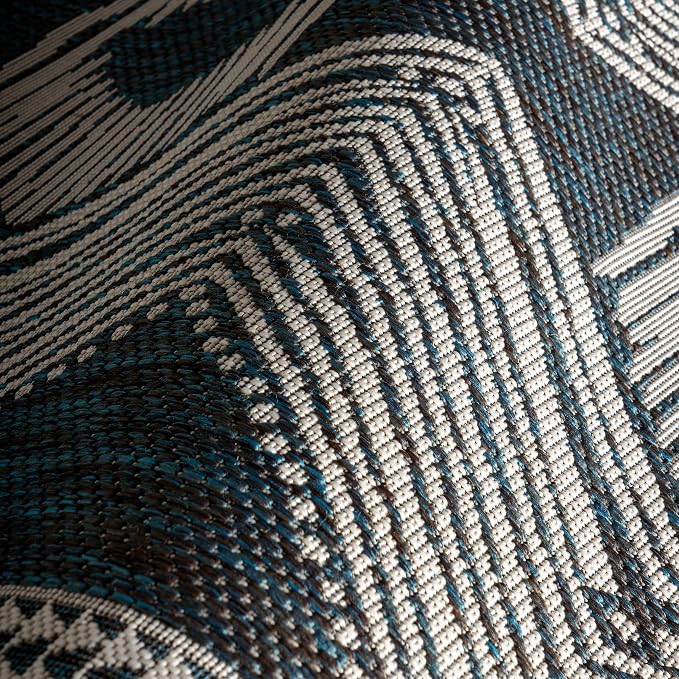 Nuloom Ranya Turquoise/Ivory, 8' x 10', Tribal Geometric, Soft and Cozy, High Traffic, Stain Resistant, Easy Clean, Durable Area Rug for Indoor/Outdoor Patio, Deck, Porch, Garden, Courtyard