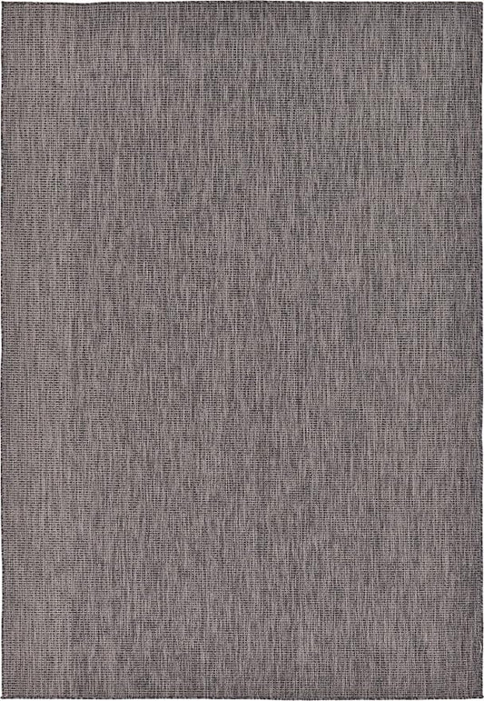 Unique Loom Collection Casual Transitional Solid Heathered Indoor/Outdoor Flatweave Area Rug (7' 1" x 10' Rectangle, Black/Ivory)