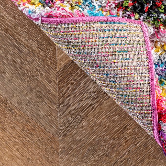 nuLOOM Kindra Multicolor Abstract Power Loomed Area Rug, 7' x 9' | Nuloom Kindra Abstract 7' x 9' Shag Area Rug for Living Room Bedroom Dining Room Nursery, Multicolor