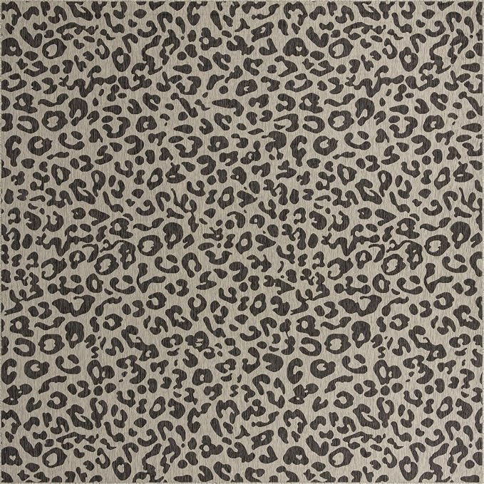 Unique Loom Outdoor Safari Collection Area Rug - Leopard (13' Square, Light Gray/ Gray)