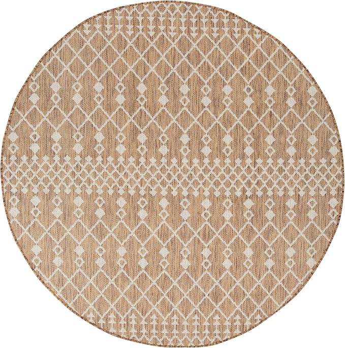Nourison Home Positano Jute 6' x Round Area Rug - Easy Clean, Non Shedding, Bed Room, Living Room, Dining Room, Kitchen (6' x Round)