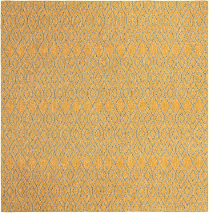 Jill Zarin Outdoor Collection Area Rug - Turks and Caicos (13' Square Yellow and Aqua/Light Blue)