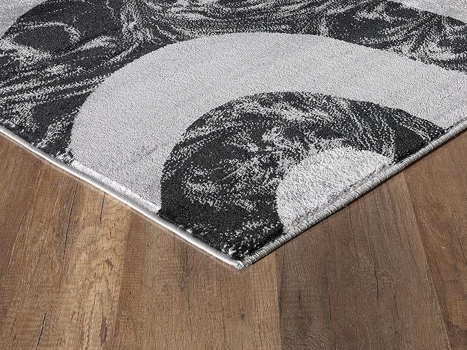 Yafa Home Fashion Modern Contemporary Swirls Design Area Rug, Luxurious, Elegant, and Fashionable Area Rug (Black/Grey, 8 ft X 10 ft)