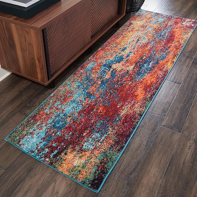 Nourison Home Celestial Atlantic 2'2" x 12' Area Rug - Easy Clean, Non Shedding, Bed Room, Living Room, Dining Room, Kitchen (12' Runner)