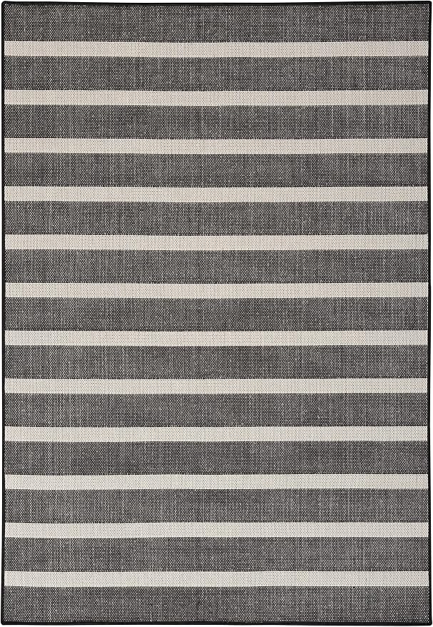 Nourison Home Positano Black Ivory 4' x 6' Area Rug - Easy Clean, Non Shedding, Bed Room, Living Room, Dining Room, Kitchen (4' x 6')