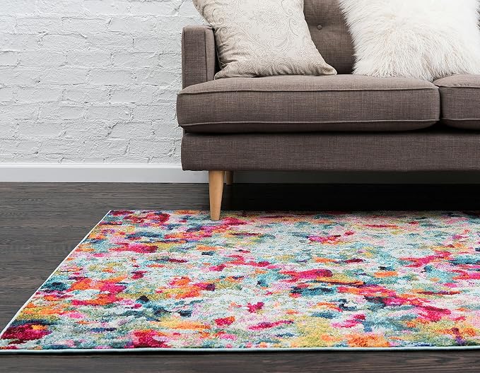 Unique Loom Chromatic Collection Area Rug - Champagne (9' x 12' Rectangle, Multi/ Blue)