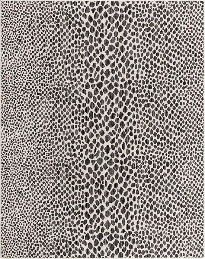Unique Loom Outdoor Collection Area Rug - Cape Town (7' 10' x 10' Rectangle, Black/ Ivory)