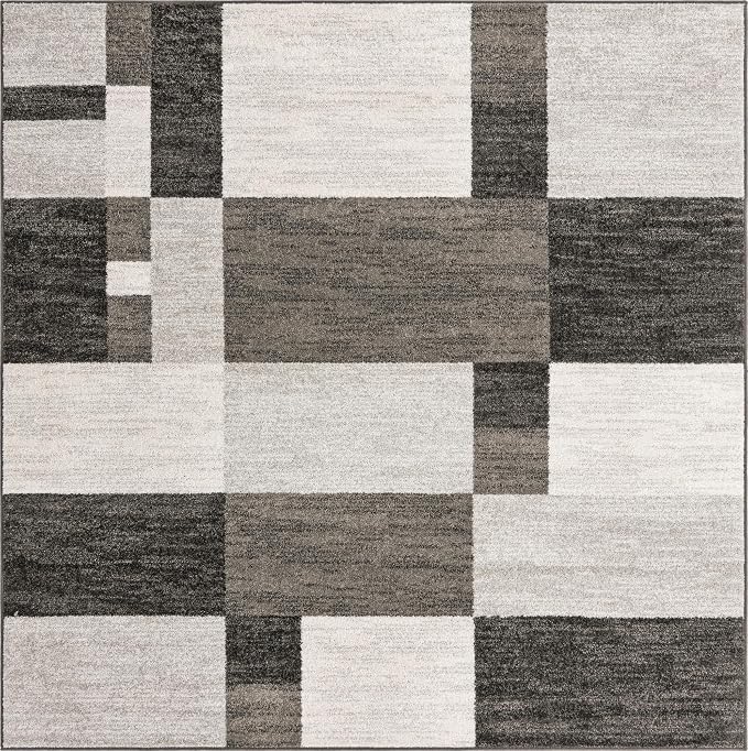 Unique Loom Autumn Collection Area Rug - Providence (7' 10" Square, Gray/ Ivory)