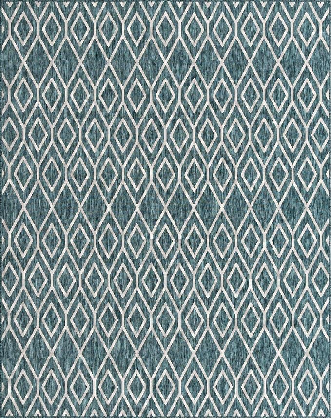 Jill Zarin Outdoor Collection Area Rug - Turks and Caicos (7' 10" x 10' Rectangle Teal/Ivory)