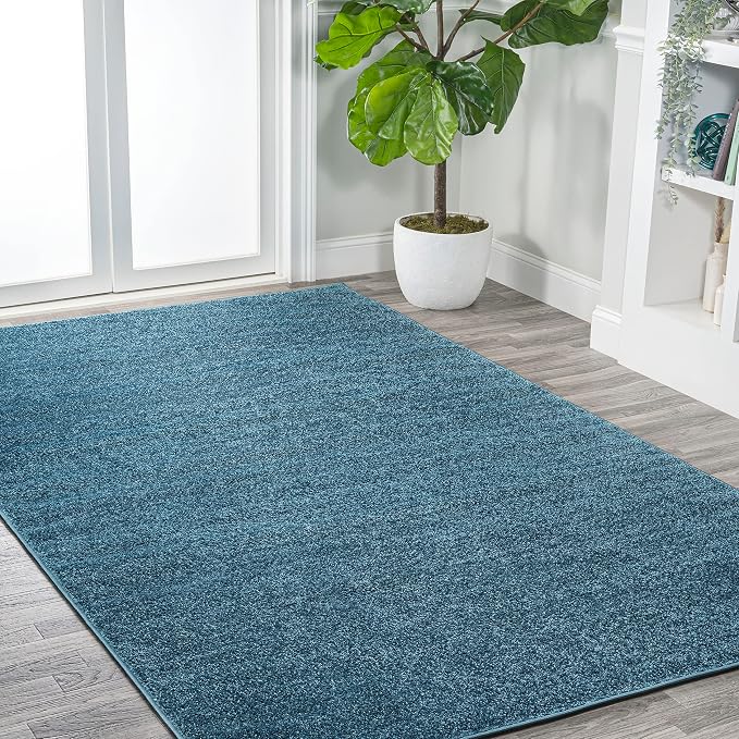 JONATHAN Y Haze Solid Low-Pile Turquoise Indoor Area Rug 6x9, Coastal,Bohemian,Minimalist,Classic, Easy-Cleaning for Living Room,Bedroom,Kitchen,Pet Friendly,Non-Shedding (SEU100H-6)