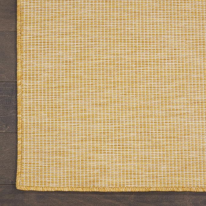 Nourison Home Positano Yellow 6' x Round Area Rug - Easy Clean, Non Shedding, Bed Room, Living Room, Dining Room, Kitchen (6' x Round)