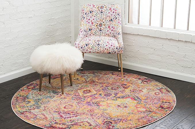 Unique Loom Monterey Collection Area Rug - Aztec (6' 1" Round Multi/Blue)