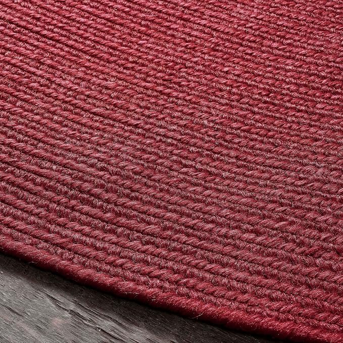 Superior Indoor/ Outdoor Large Area Rug, Reversible Braided Home Floor Decor for Living Room, Kitchen, Entryway, Patio, Front Porch, Deck, Modern, Boho, Farmhouse Style, 5' x 8', Burgundy