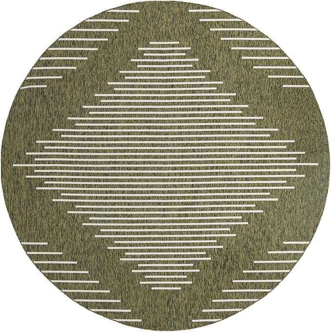 Unique Loom Outdoor Modern Collection Area Rug - Tambor (10' 8" Round Green/Ivory)