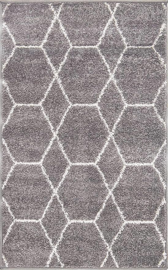 Unique Loom Trellis Frieze Collection Area Rug - Geometric (2' x 3' 1", Dark Gray/ Ivory)