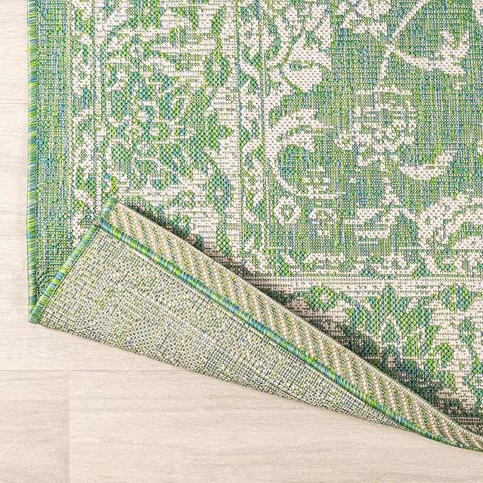 JONATHAN Y Weave Floral Indoor Outdoor Area Rug 3X5 Cream/Green, Tela Bohemian Textured for Backyard, Patio, Porch, Easy-Cleaning, High Traffic, Pet-Friendly, Non-Shedding (SMB100F-3)