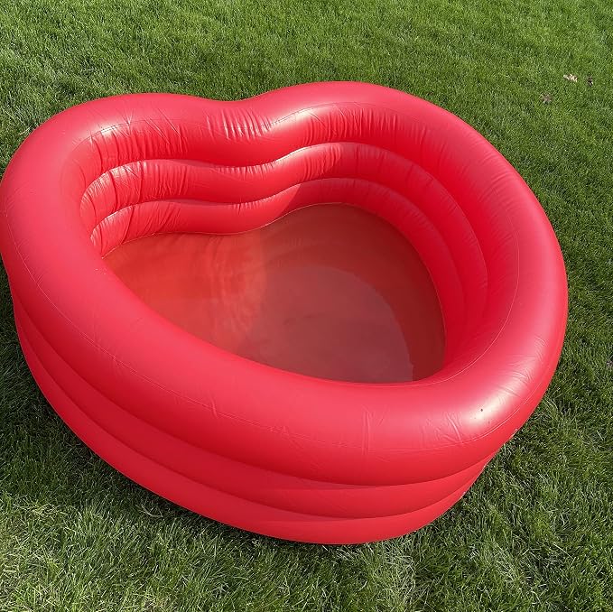Ban.do Novelty Shaped Inflatable Swimming Pool, Red Heart | Large 70" x 63" x 24" Blow Up with 4 Air Valves and Drainage Hole, Cute Shape Pool Fits 2-3 Adults