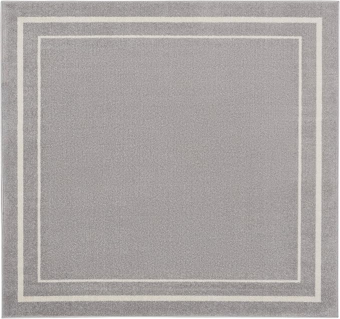 Nourison Home Nourison Essentials Grey Ivory 5' x Square Area Rug - Easy Clean, Non Shedding, Bed Room, Living Room, Dining Room, Kitchen (5' x Square)