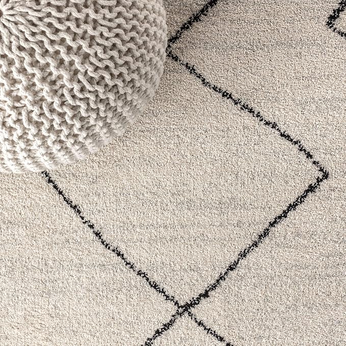 JONATHAN Y Zaina Moroccan Beni Souk Cream/Black Indoor Area Rug, 3x5, Contemporary, Modern, Easy-Cleaning for Living Room, Bedroom, Kitchen, Pet Friendly, Non-Shedding (MOH203A-3)