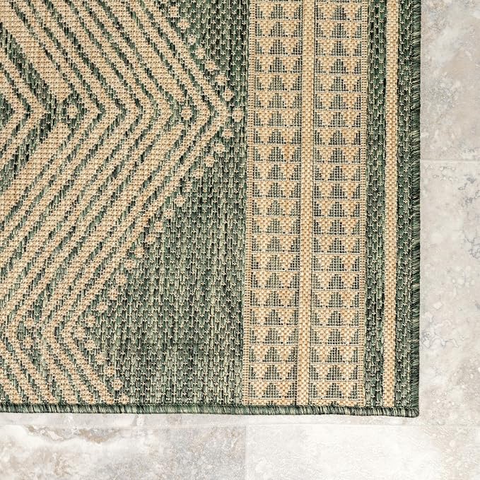 nuLOOM Ranya Green Geometric Indoor/Outdoor Area Rug, 10' x 14'