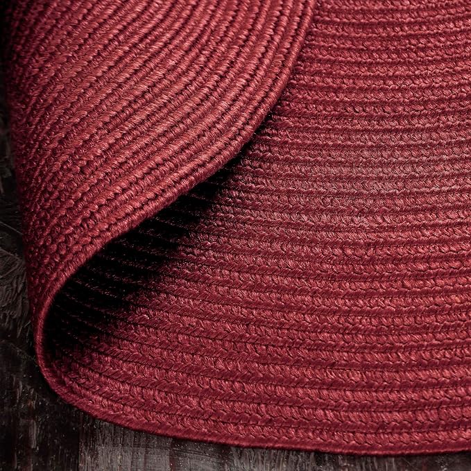 Superior Reversible Braided Indoor/Outdoor Area Rug, 6' round, Burgundy