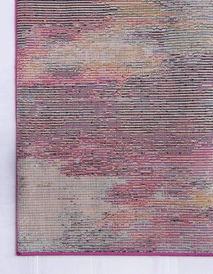 Unique Loom Chromatic Collection Modern Colorful & Vibrant Abstract Area Rug For Any Home Décor (2' 7 x 10' 0 Runner, Multi/ Light Blue)