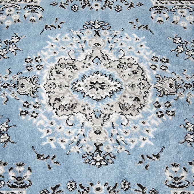 Home Dynamix Premium Sakarya Traditional Medallion Border Area Rug, Blue, 3'7"x5'2" Rectangle