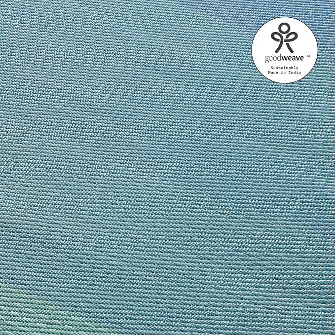 Fab Habitat Outdoor Rug - Waterproof, Fade Resistant, Crease-Free - Premium Recycled Plastic - Ombre - Patio, Deck, Porch, Balcony, Laundry Room - Big Sur - Teal - 4 x 6 ft