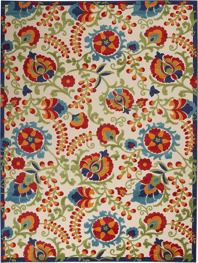 Nourison Home Aloha Multicolor 7' x 10' Area Rug - Easy Clean, Non Shedding, Bed Room, Living Room, Dining Room, Kitchen (7' x 10')