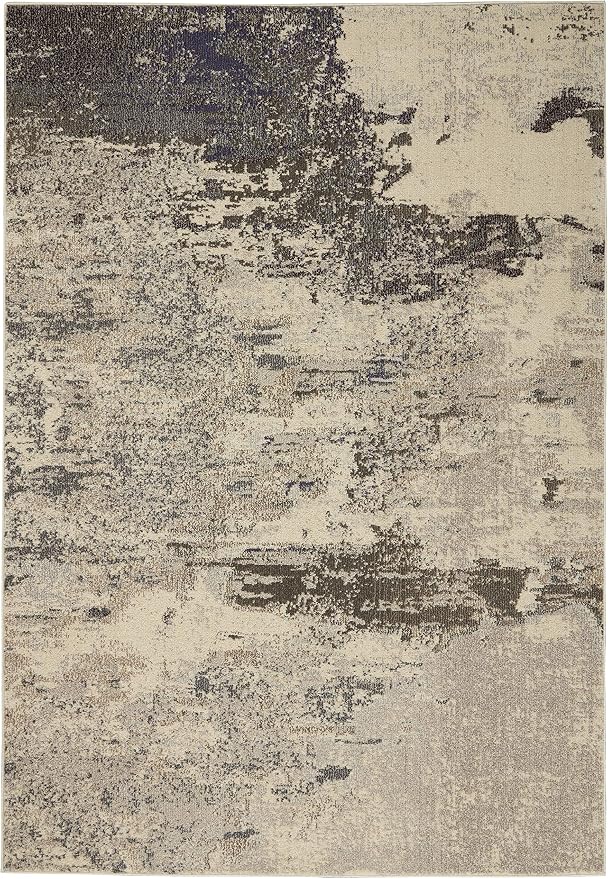 Nourison Home Celestial Ivory Grey 5'3" x 7'3" Area Rug - Easy Clean, Non Shedding, Bed Room, Living Room, Dining Room, Kitchen (5' x 7')