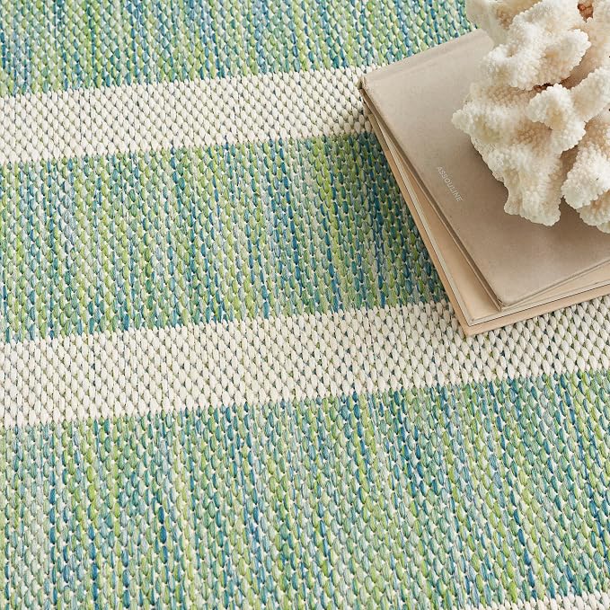 Nourison Home Positano Blue Green Ivory 6' x 9' Area Rug - Easy Clean, Non Shedding, Bed Room, Living Room, Dining Room, Kitchen (6' x 9')