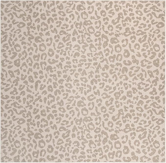 Unique Loom Outdoor Safari Collection Area Rug - Leopard (13' Square, Ivory Gray)