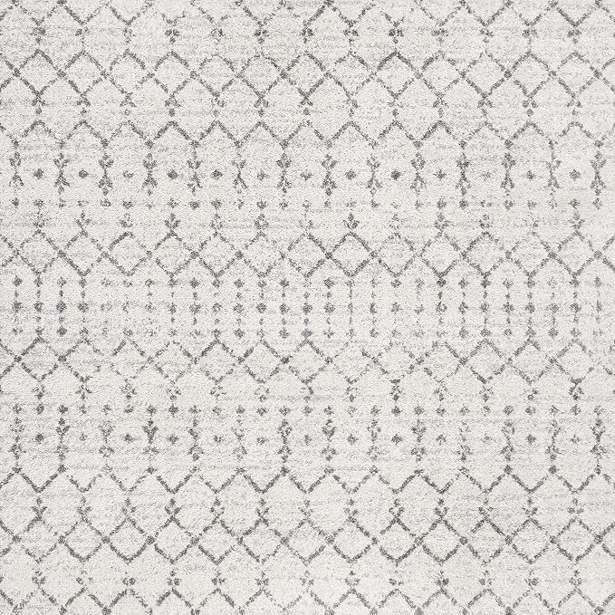 JONATHAN Y Boho Vintage Diamond Cream/Gray Square Area Rug 6X6 ft, Moroccan Hype for Living Room, Bedroom, Kitchen, Office, Easy-Cleaning, High Traffic, Pet-Friendly, Non-Shedding (MOH101B-6SQ)