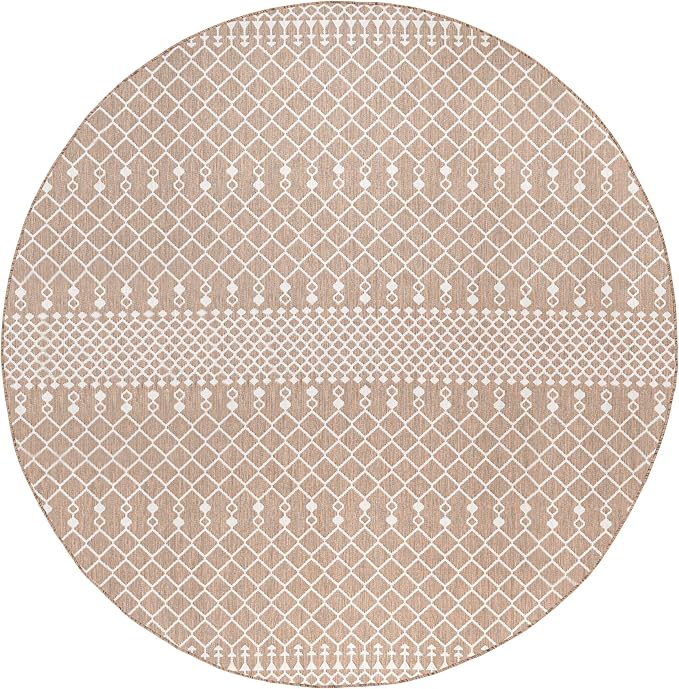 Nourison Home Positano Beige 8' x Round Area Rug - Easy Clean, Non Shedding, Bed Room, Living Room, Dining Room, Kitchen (8' x Round)