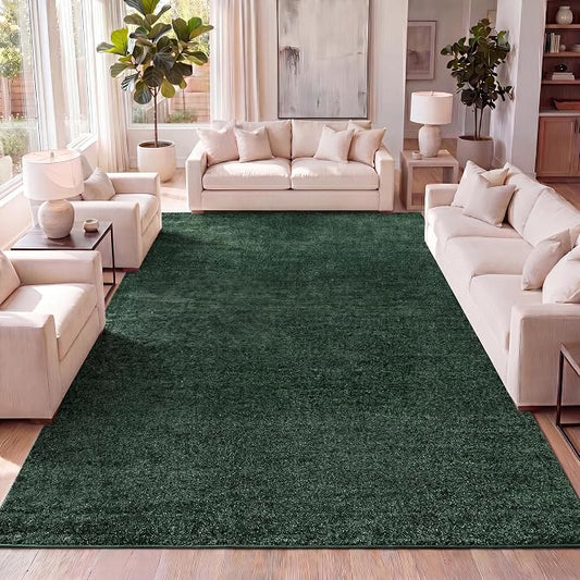JONATHAN Y Haze Solid Low-Pile Emerald Indoor Area Rug 10x14, Coastal,Bohemian,Minimalist,Classic, Easy-Cleaning for Living Room,Bedroom,Kitchen,Pet Friendly,Non-Shedding (SEU100L-14)
