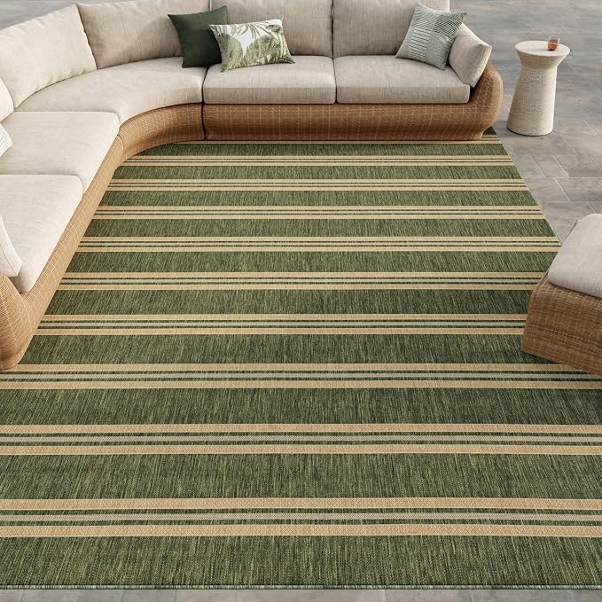 Nourison Home Horizon Indoor/Outdoor Green 10' x 14' Area Rug - Easy Clean, Non Shedding, Bed Room, Living Room, Dining Room, Kitchen (10' x 14')
