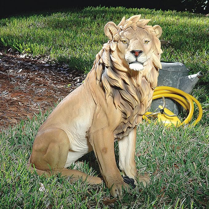 Design Toscano King of Beasts Lion Indoor/Outdoor Garden Statue, 13 Inches Wide, 21 Inches Deep, 27 Inches High, Handcast Polyresin, Full Color Finish