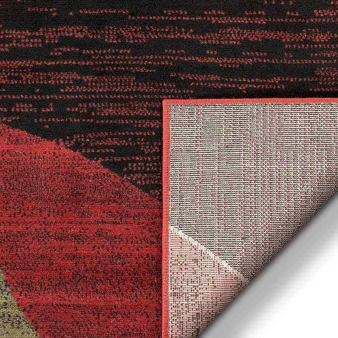 Well Woven Dulcet Bingo Red Modern Geometric Area Rug – 2x4 (2’7” x 3’11”) | Soft Durable Polypropylene Rug for Living Room, Bedroom, or Entryway | Stain & Fade Resistant, Easy to Clean, Medium Pile