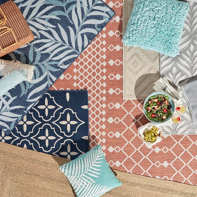 Nourison Home Aloha Grey 7' x 10' Area Rug - Easy Clean, Non Shedding, Bed Room, Living Room, Dining Room, Kitchen (7' x 10')